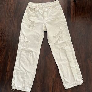ZARA white distressed jeans
